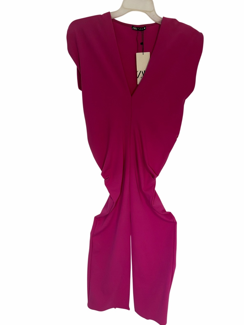 Zara Bright Fuchsia V-Neck Sleeveless Jumpsuit